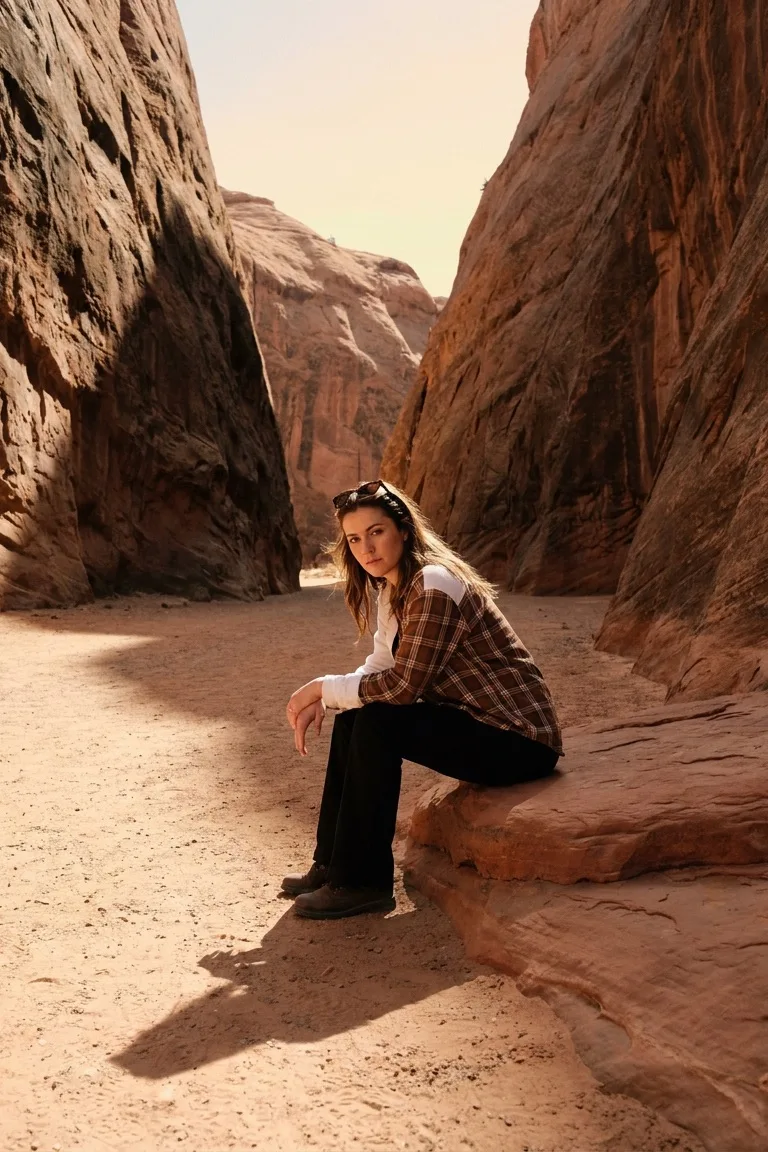 AI editorial outdoor canyon shoot