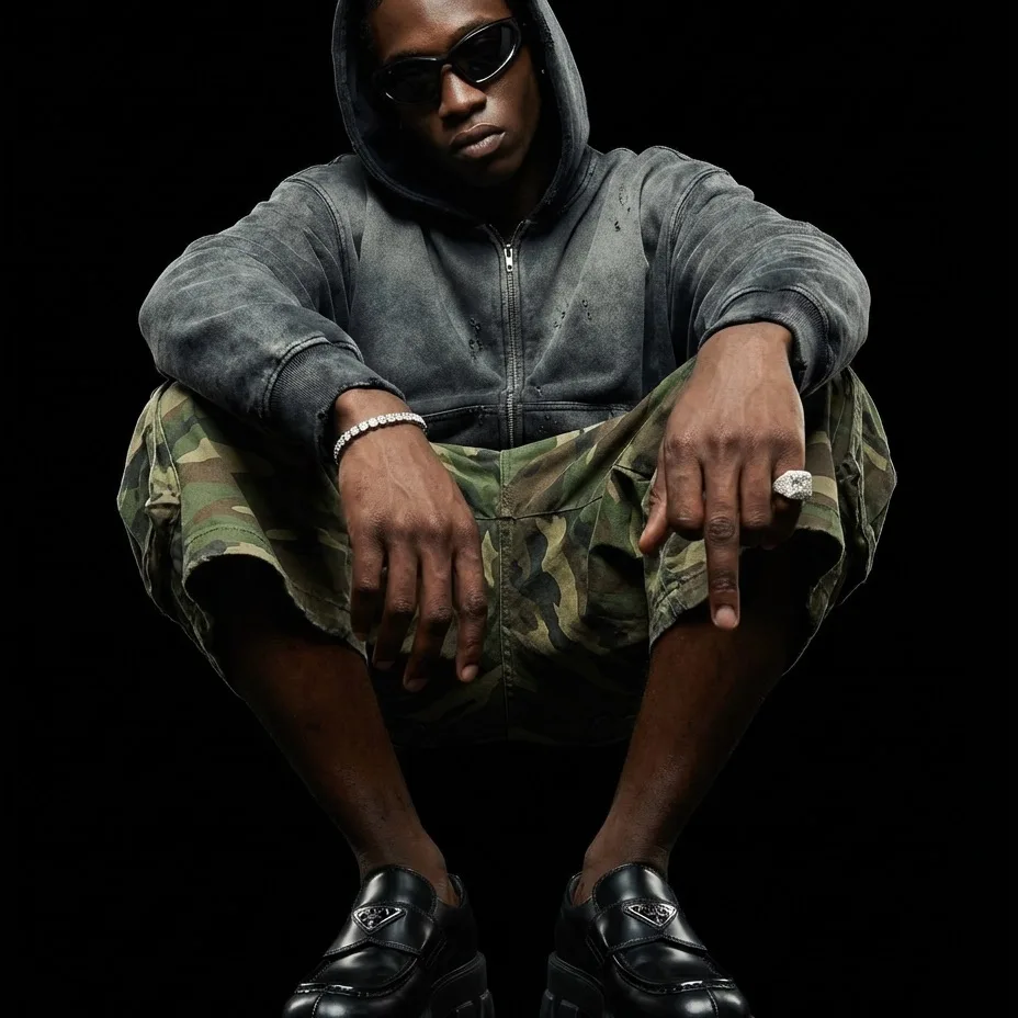 AI brand streetwear image on model