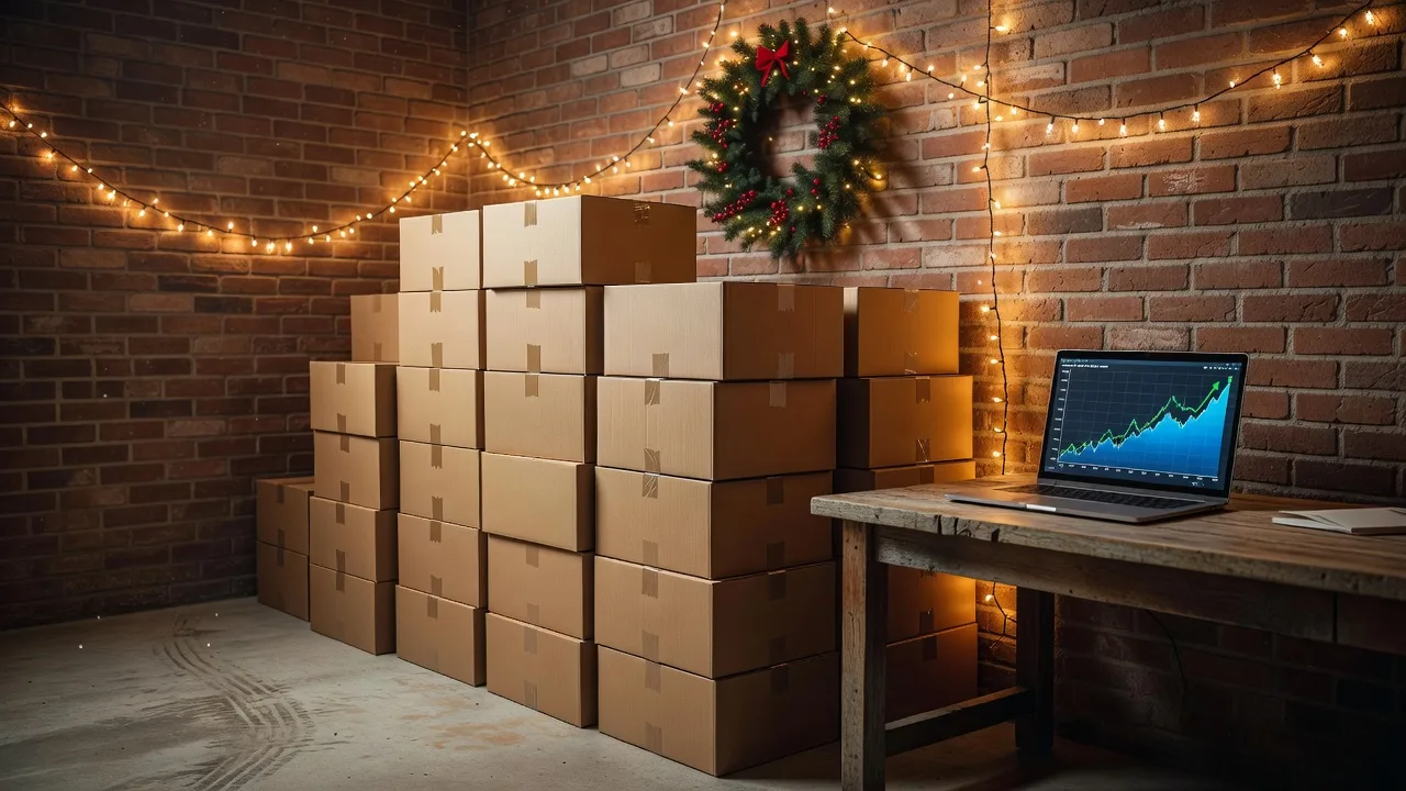 Ecommerce store owner planning Christmas and Black Friday campaigns with a calendar and laptop
