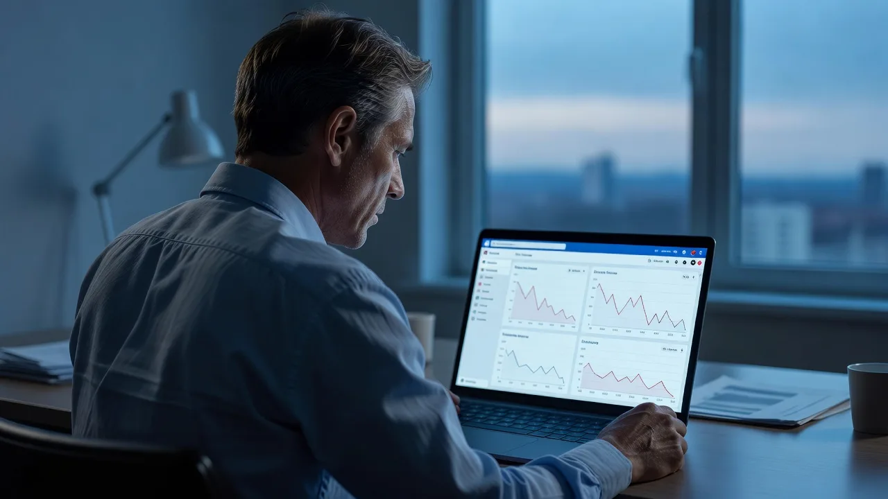 Business owner reviewing underperforming Facebook ads dashboard