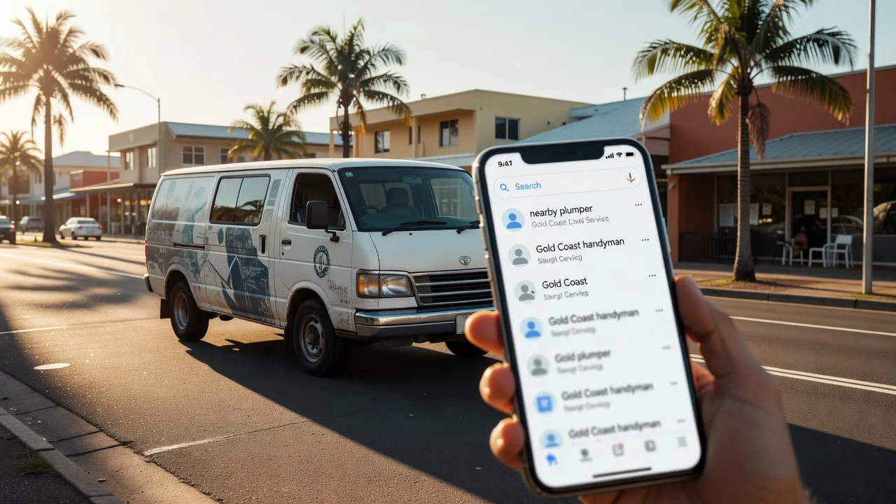 Gold Coast business owner checking Google Ads performance and costs on a laptop