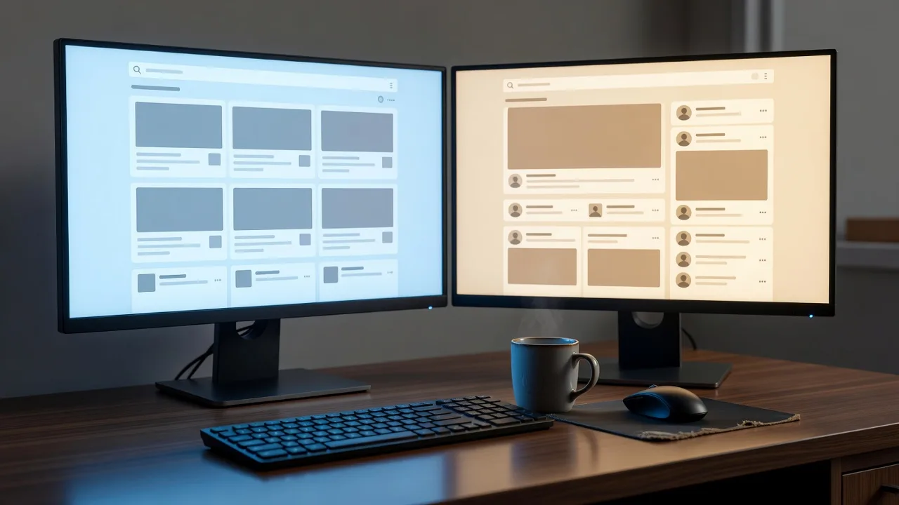 Google Ads and Meta Ads dashboards side by side on a desk