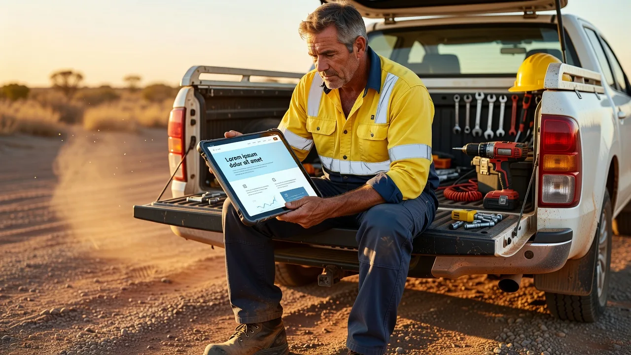 Gold Coast tradesman viewing his business website on a tablet