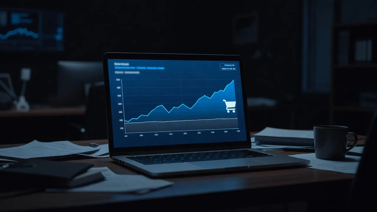 Analytics dashboard showing traffic without sales at night