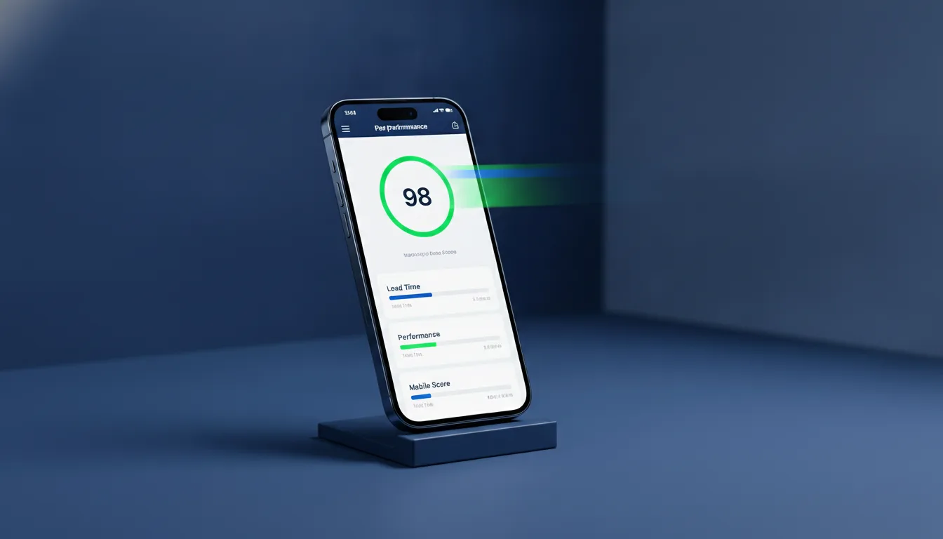 Stopwatch over a loading ecommerce website on a phone