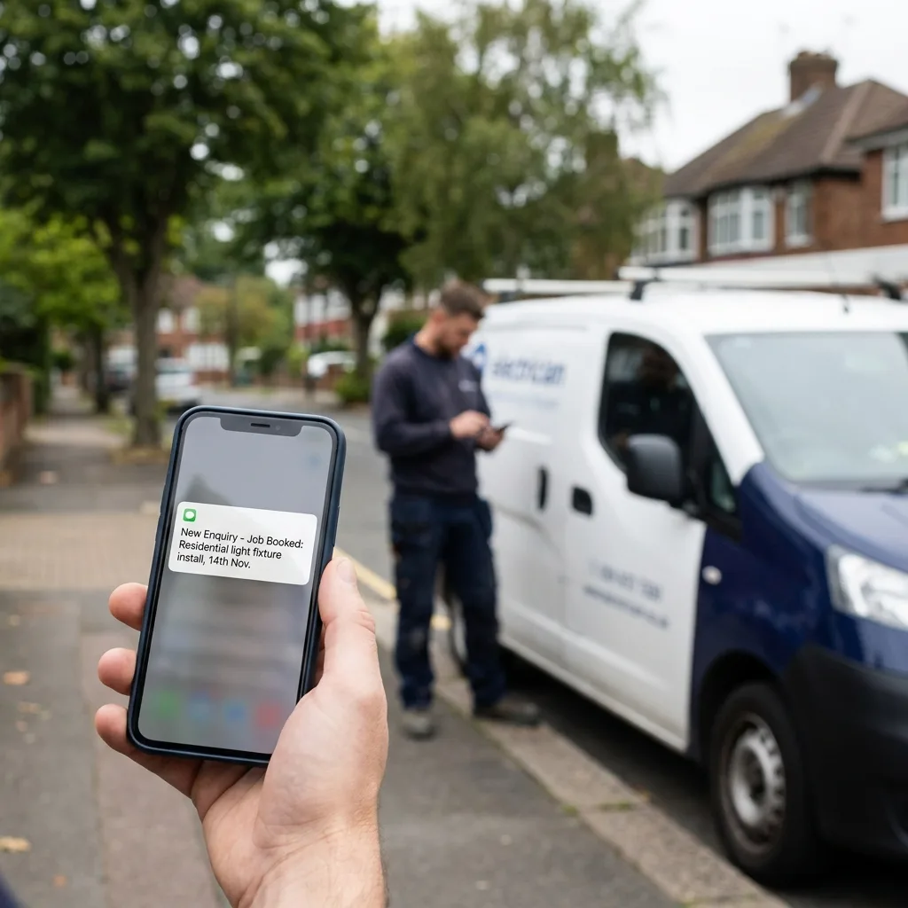 Lead generation ad on a tradesperson's phone