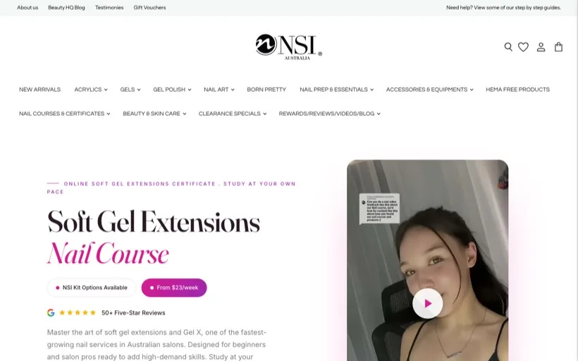 NSI Soft Gel Course website built by MakeItScale
