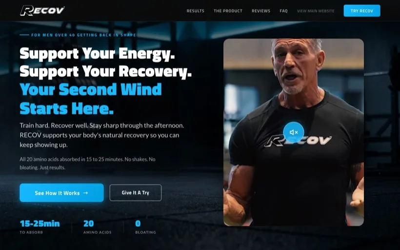 Recov 40+ website built by MakeItScale